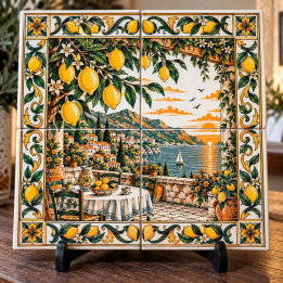 Mural de Azulejos Cerámicos Grabados con Láser: Huerto de Limones de Amalfi