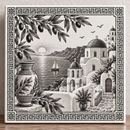 Egejské sny – laserem gravírovaná keramická dlaždice
