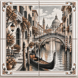 Venetian Canal Dreams Laser Engraved Ceramic Tile Mural