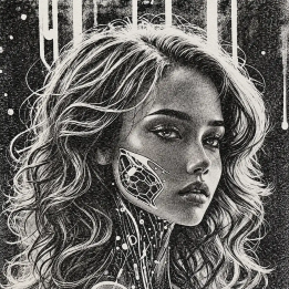 Cybernetic Muse – Lasergravert portrettflis