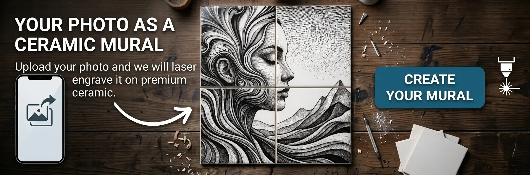 Create Your Own Laser Engraved Ceramic Tile Mural